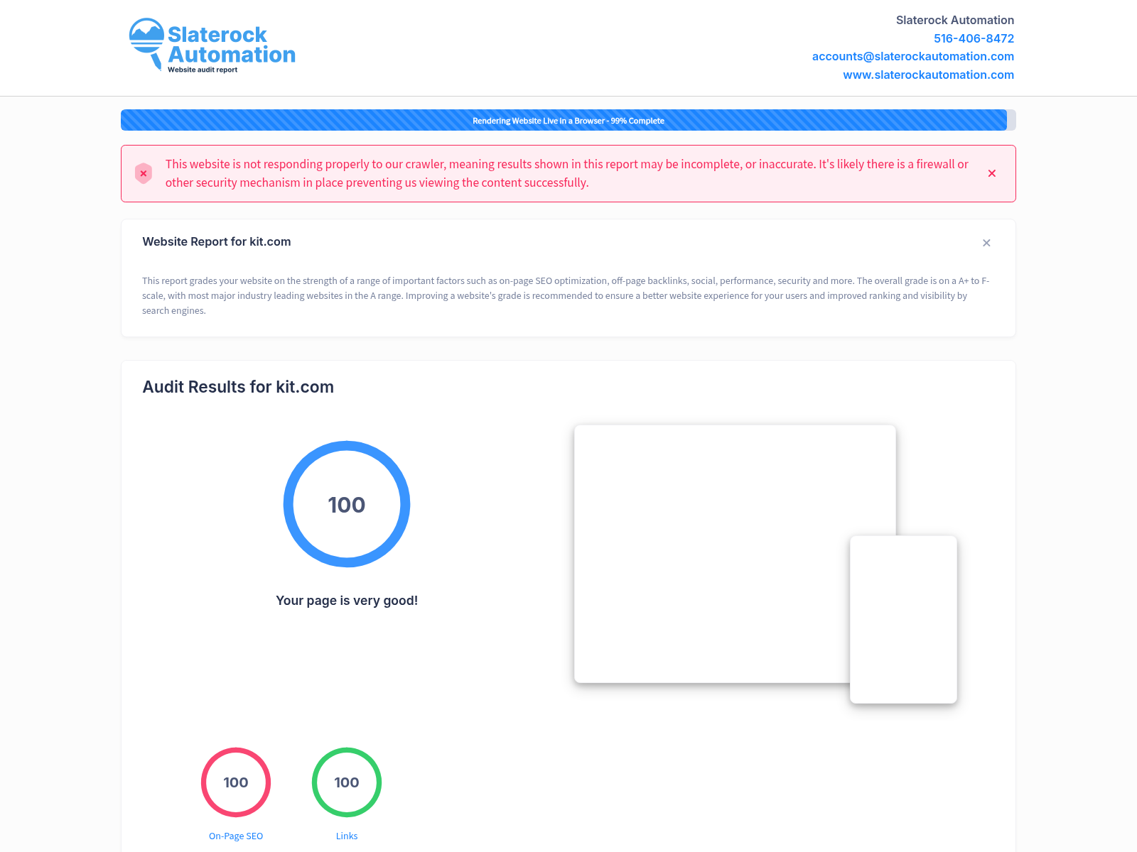Screenshot of Sound Advantage Media's website audit showcasing its features and benefits for creators and entrepreneurs.