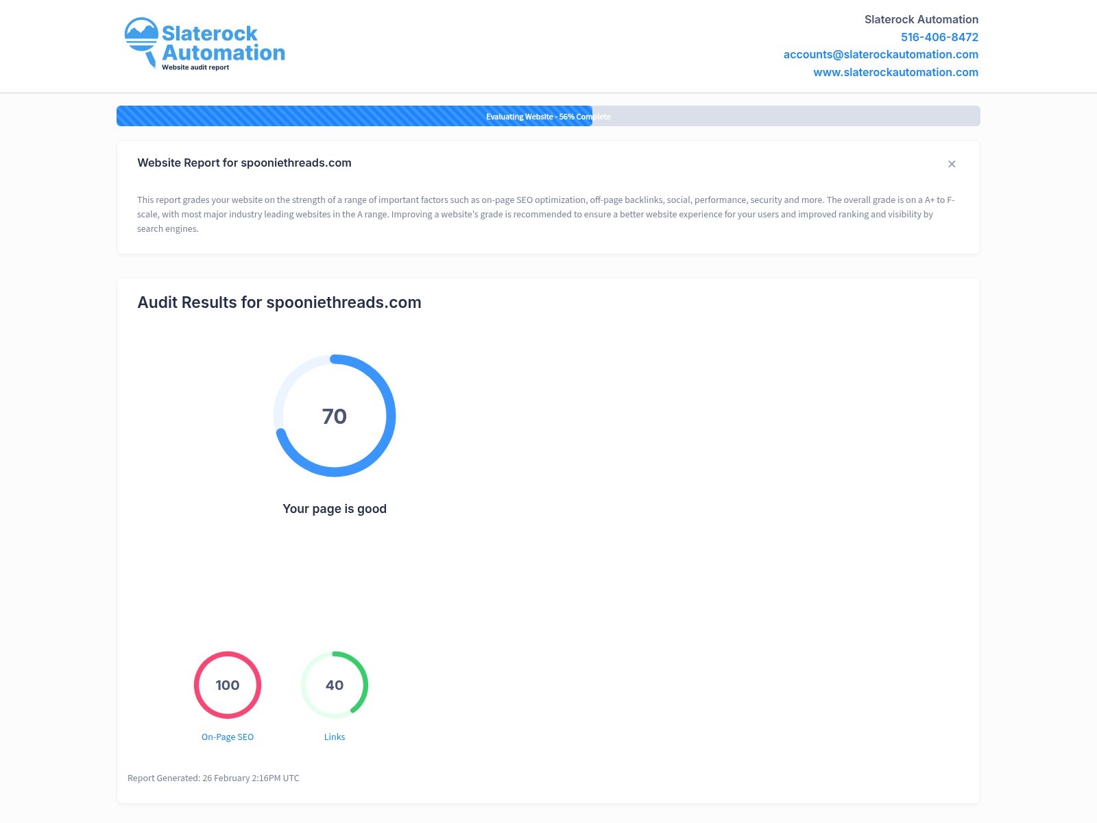 Screenshot of Spooniethreads website audit highlighting user-friendly design and positive customer feedback.