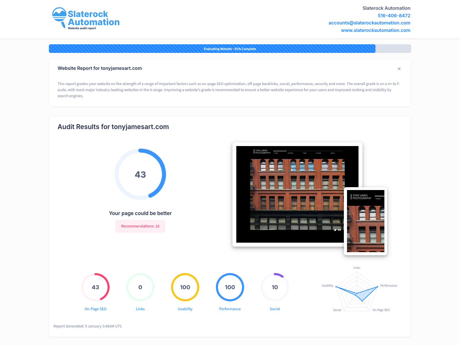 A screenshot of Tony James Art's website showcasing their diverse range of artwork.