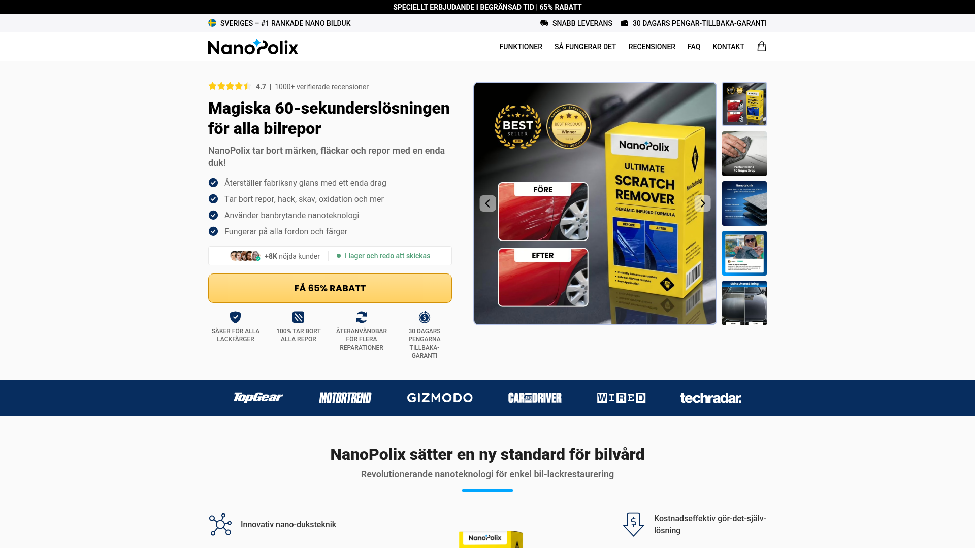 NanoPolix Officiell Produkt - Repborttagare för bilar före och efter