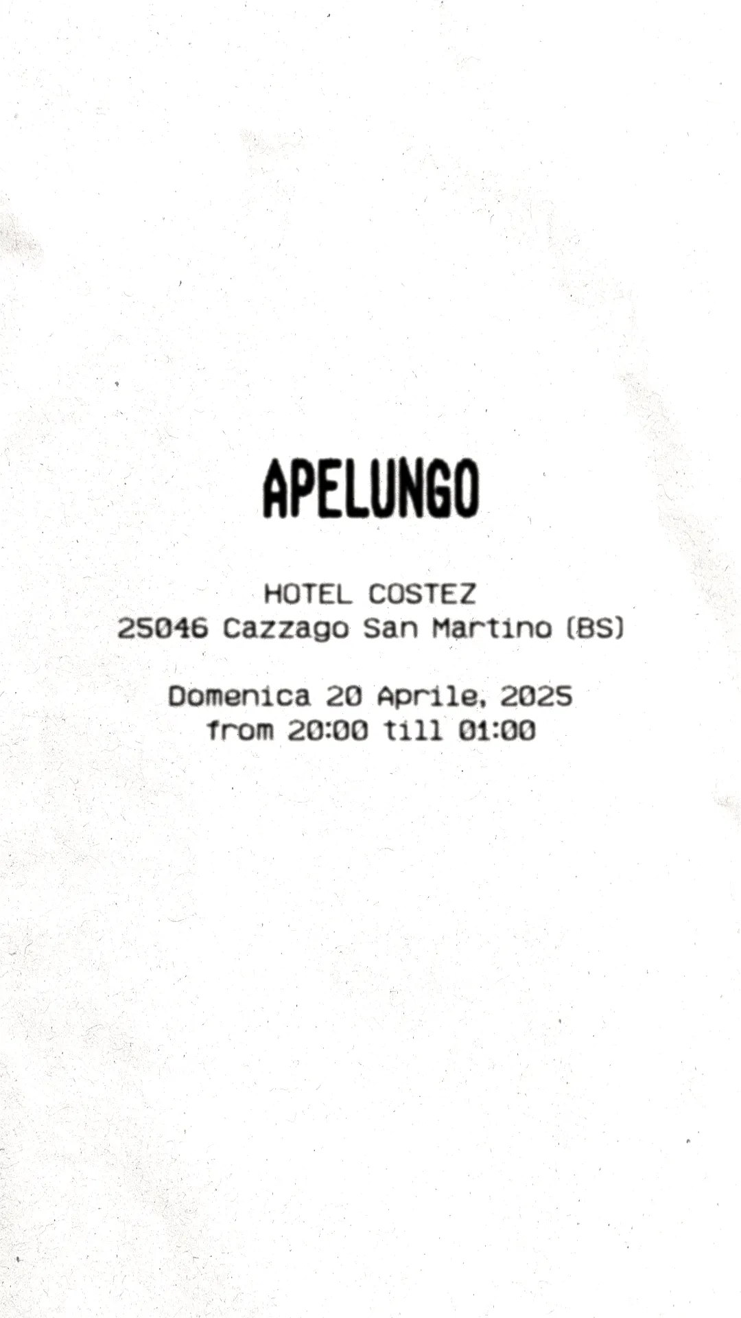 20-04-2025 apelungo al hotel costez flyer